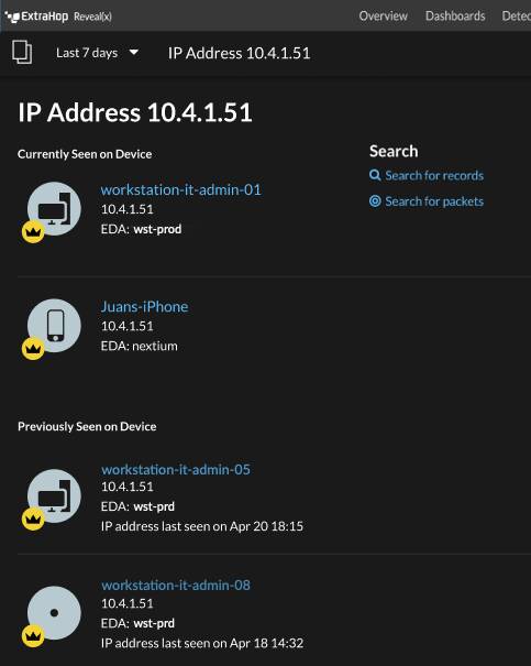 Track the history of an IP address