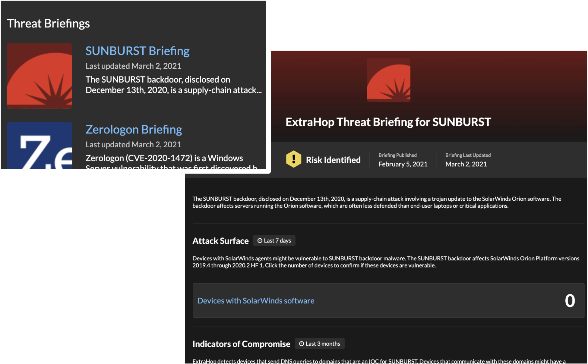 SUNBURST threat briefing