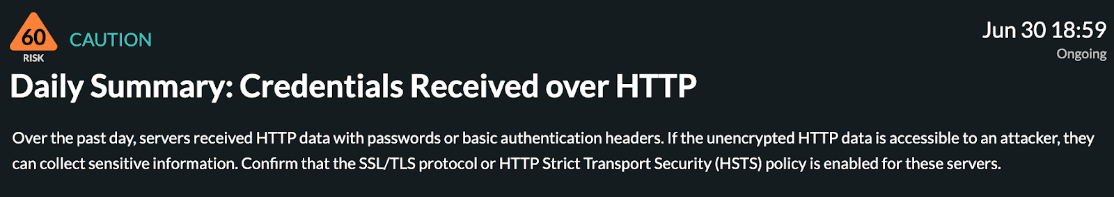 Credentials Received over HTTP detection
