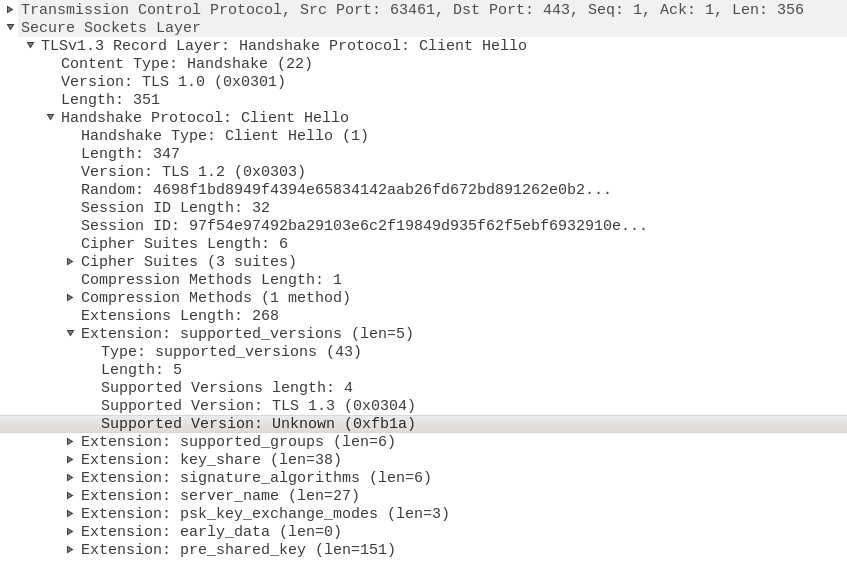 Packet inspection in Wireshark