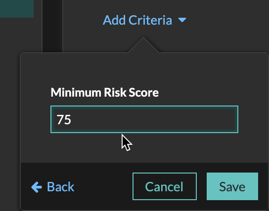 Setting the minimum risk score to 75