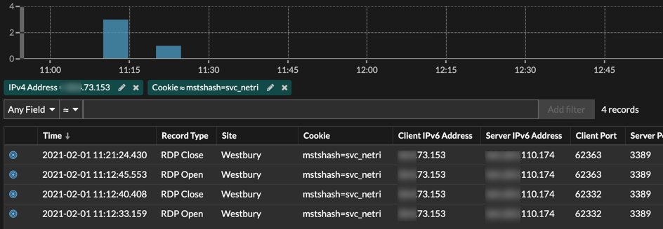 Search in Remote Desktop Protocol in Reveal(x)