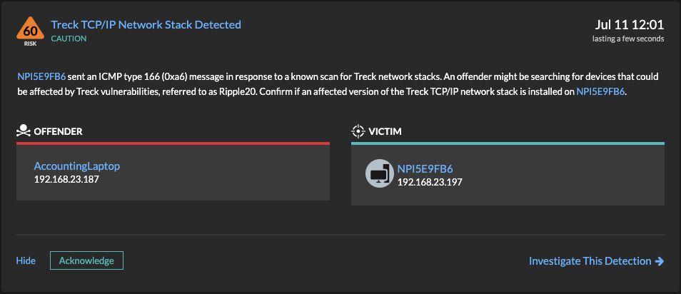 Treck network stack detected