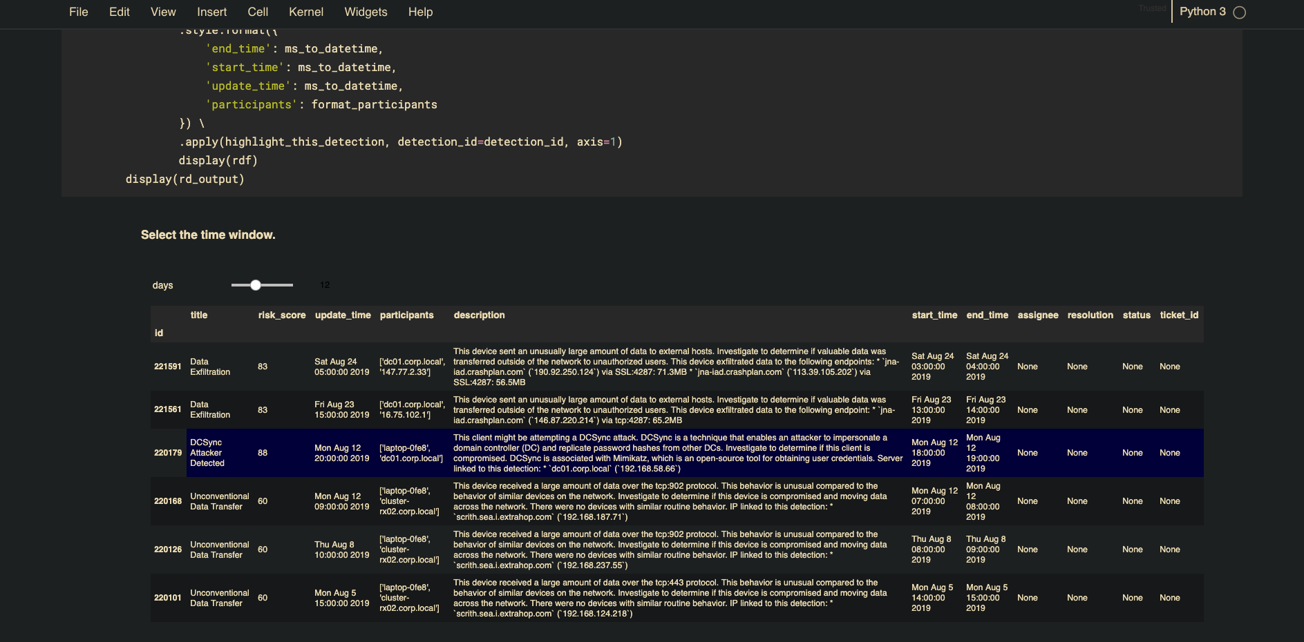 Azure Sentinel Notebook