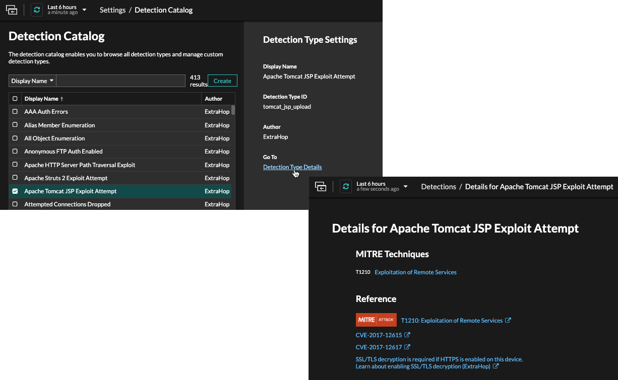 Apache Tomcat JSP Exploit detection in the Reveal(x) detections catalog