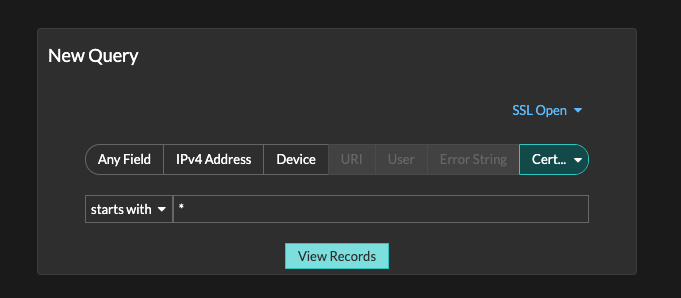 Filter records to find wildcard certificates