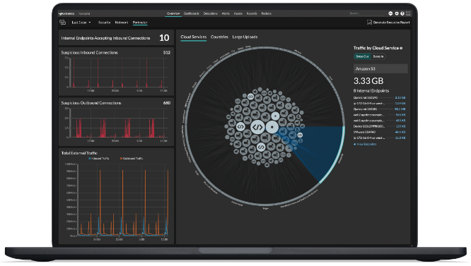 Laptop showcasing ExtraHop Reveal(x) product UI