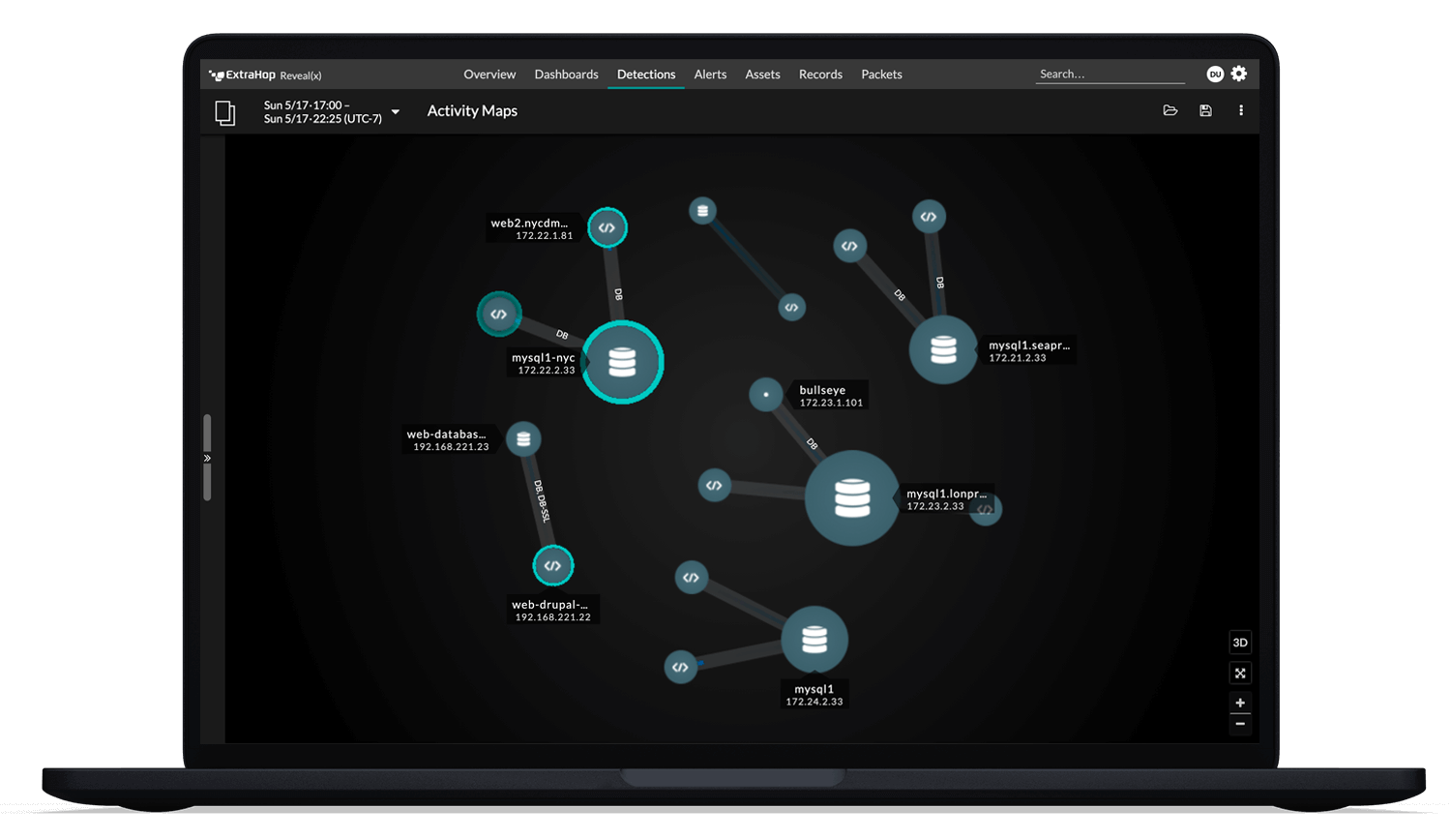 Reveal(x) product UI with live activity maps