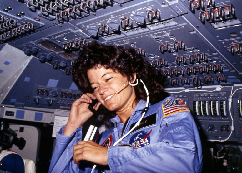 Photo of Sally Ride in the Space Shuttle Challenger