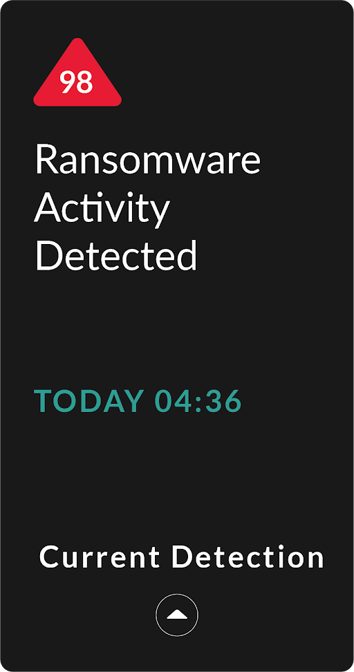 Current detection view of ransomware activity in Reveal(x) timeline